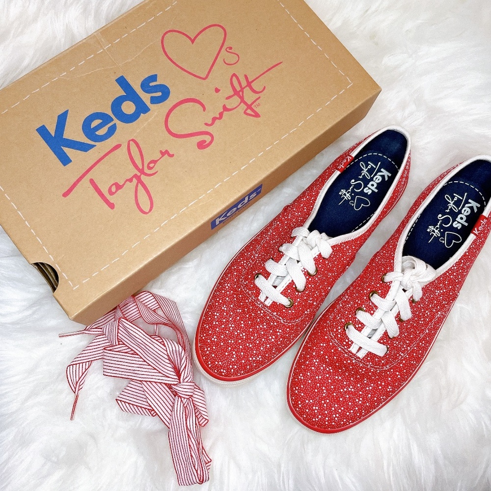 Brand New Keds x Taylor Swift red patterned sneakers